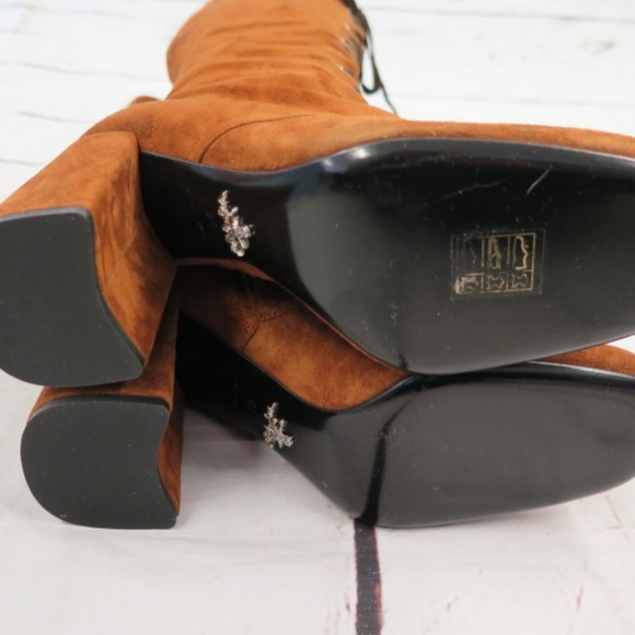 NEW Prada Lace-Up Knee Boots Brown Suede Size 36 - Picture 6 of 8